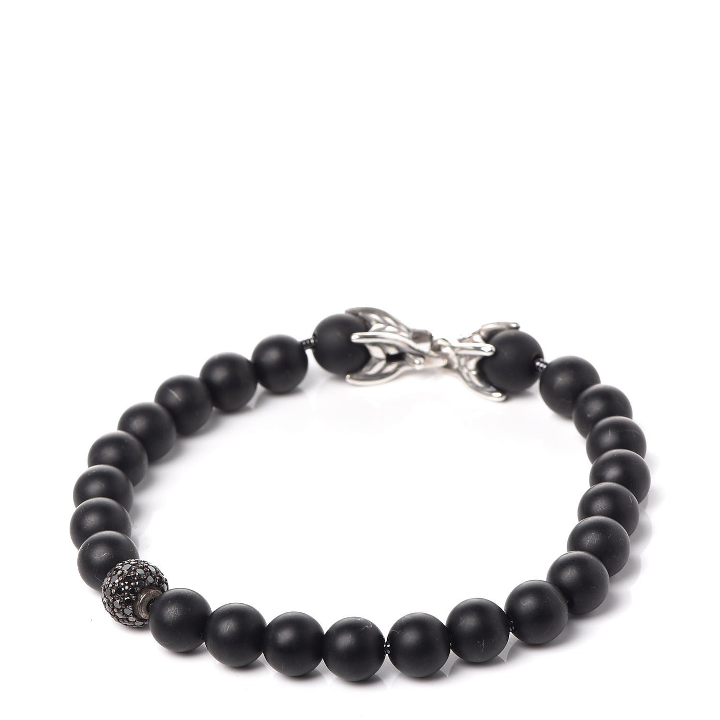 Sterling Silver Black Diamond Onyx 8mm Spiritual Beads Bracelet
