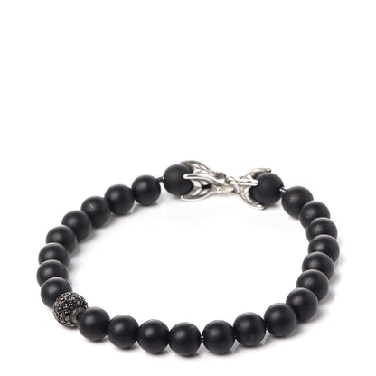 David Yurman Sterling Silver Black Diamond Onyx 8mm Spiritual Beads Bracelet 1 of 7