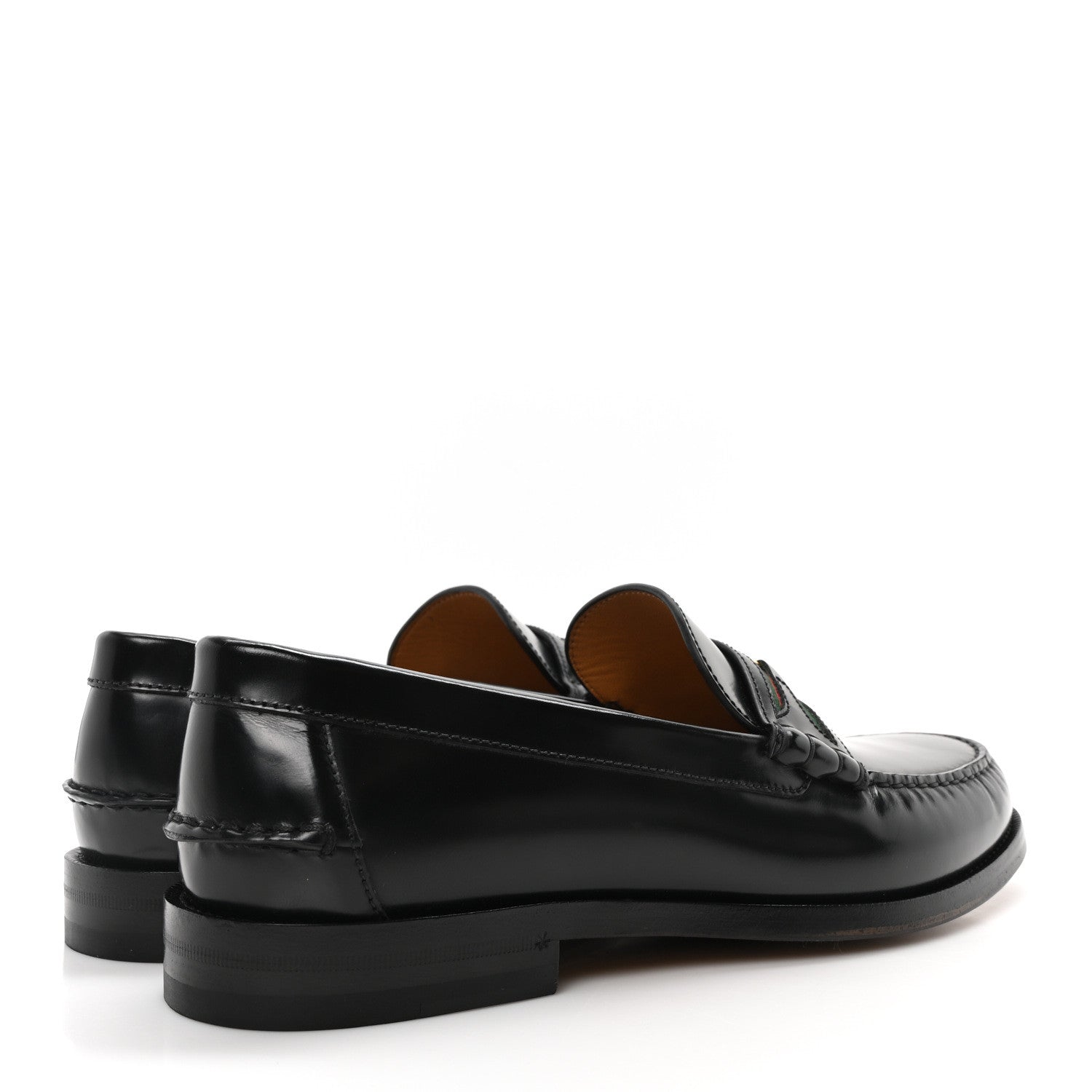 Gucci Calfskin Web Mens Interlocking GG Loafers 11 Black 5 of 9