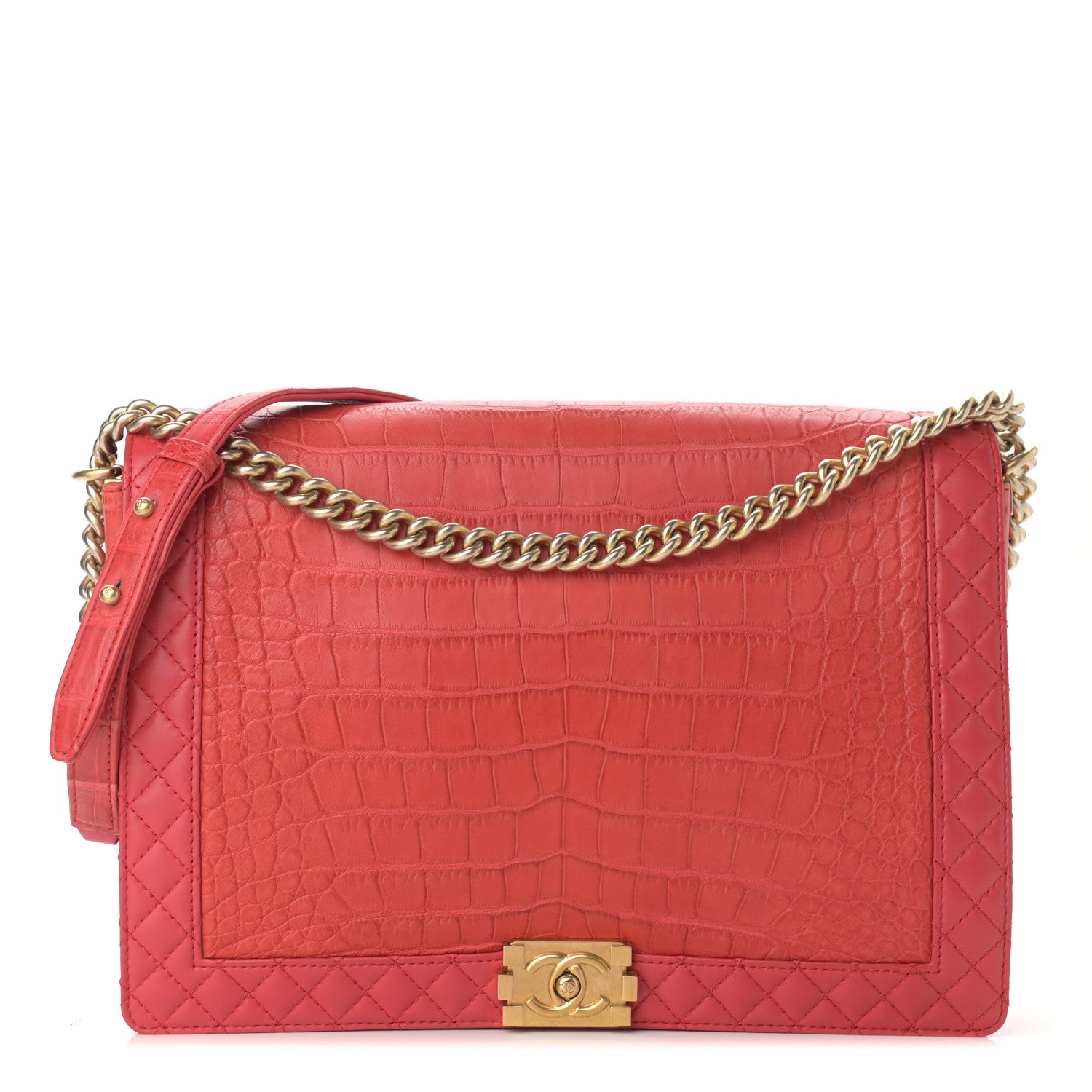 Chanel Alligator Large Boy Reverso Flap Red 1 of 10
