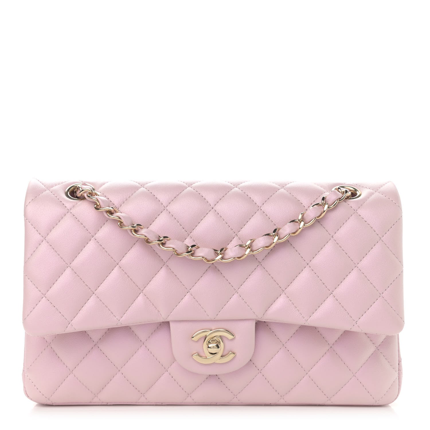 Chanel Iridescent Calfskin Quilted Medium Double Flap Light Pink 1 of 11