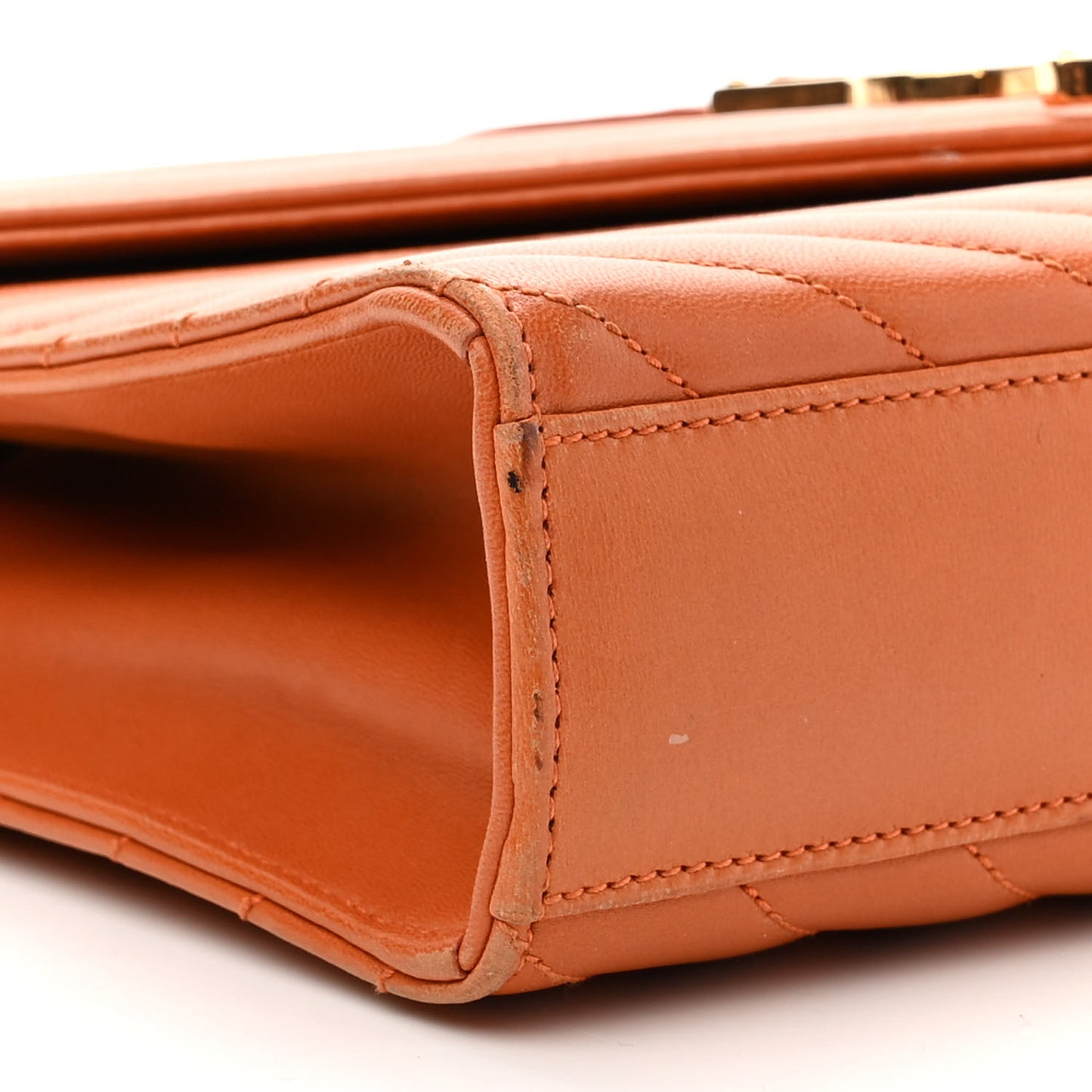 Smooth Calfskin Matelasse Chevron Medium Monogram Satchel Mandarine
