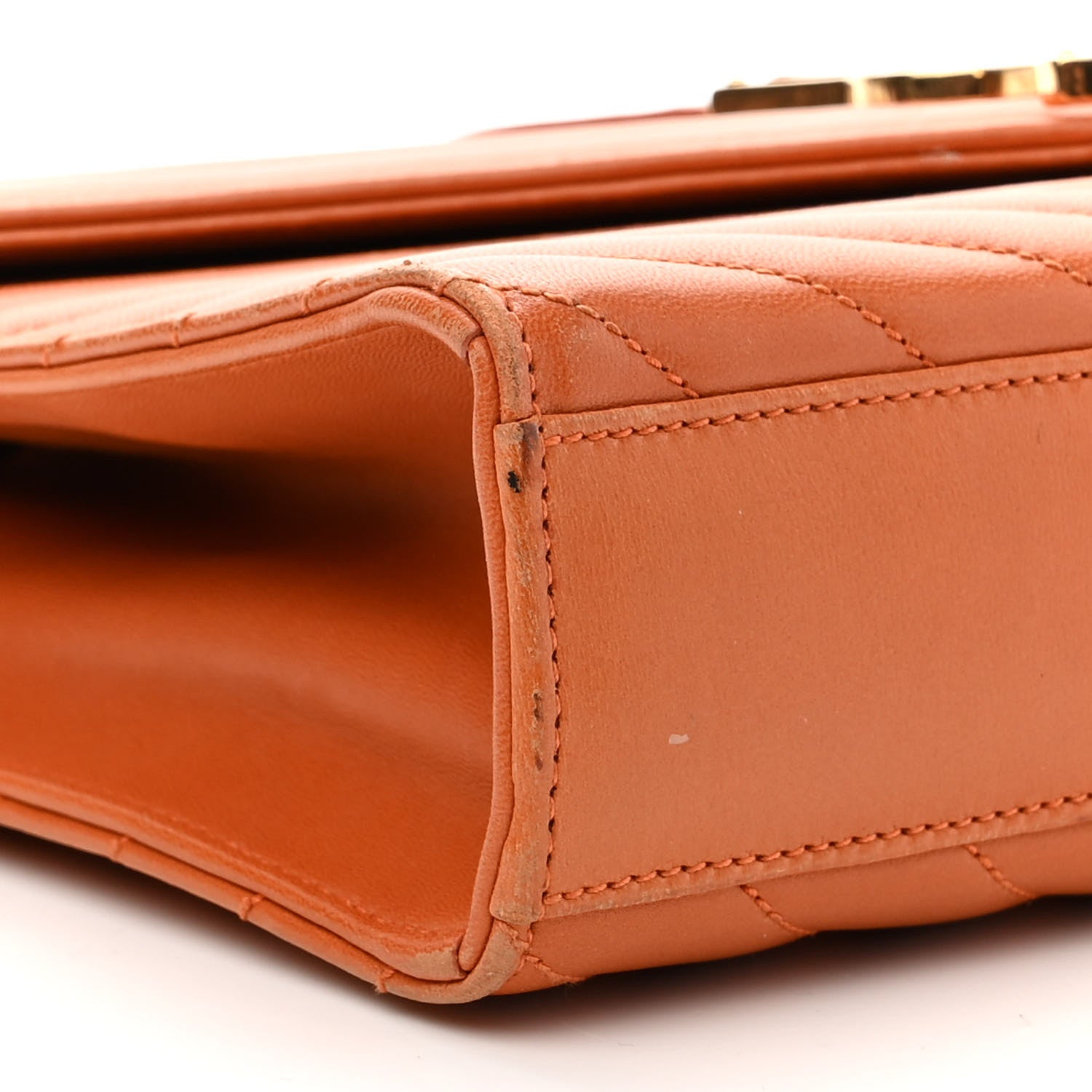 Saint Laurent Smooth Calfskin Matelasse Chevron Medium Monogram Satchel Mandarine 9 of 14