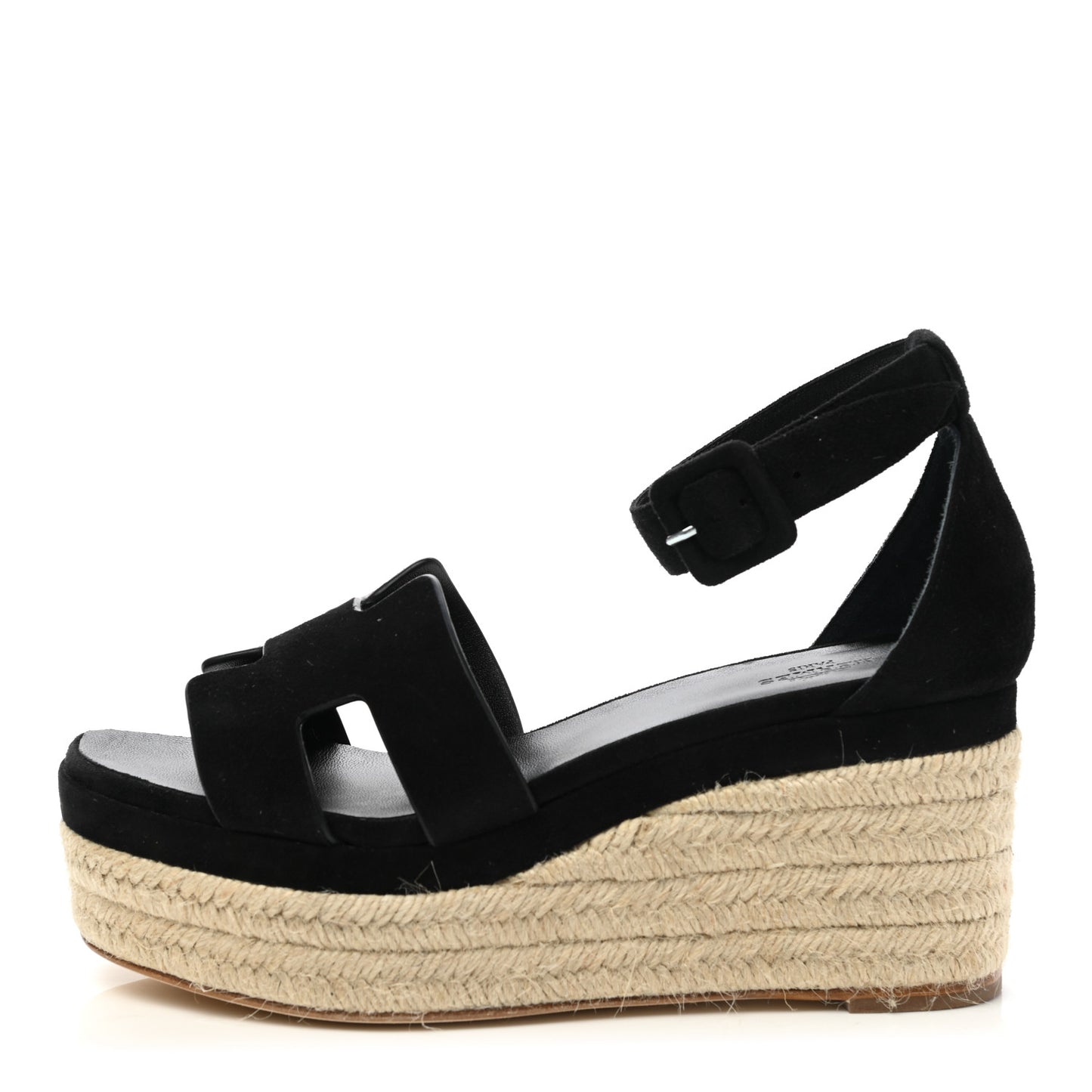 Suede Elda Espadrille Wedge Sandals 37 Black