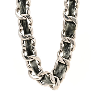 Chanel Velvet CC Chain Link Choker Necklace Silver Grey 1 of 6