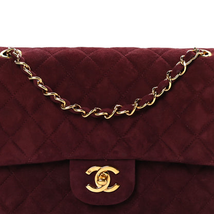 Chanel Suede Quilted Medium Double Flap Burgundy 8 of 10