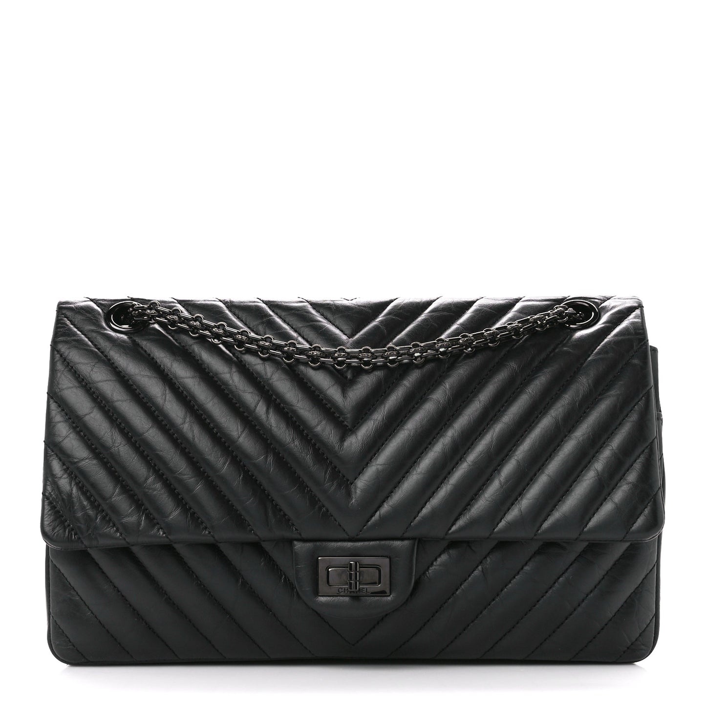 Aged Calfskin Chevron Quilted 2.55 Reissue 226 So Black