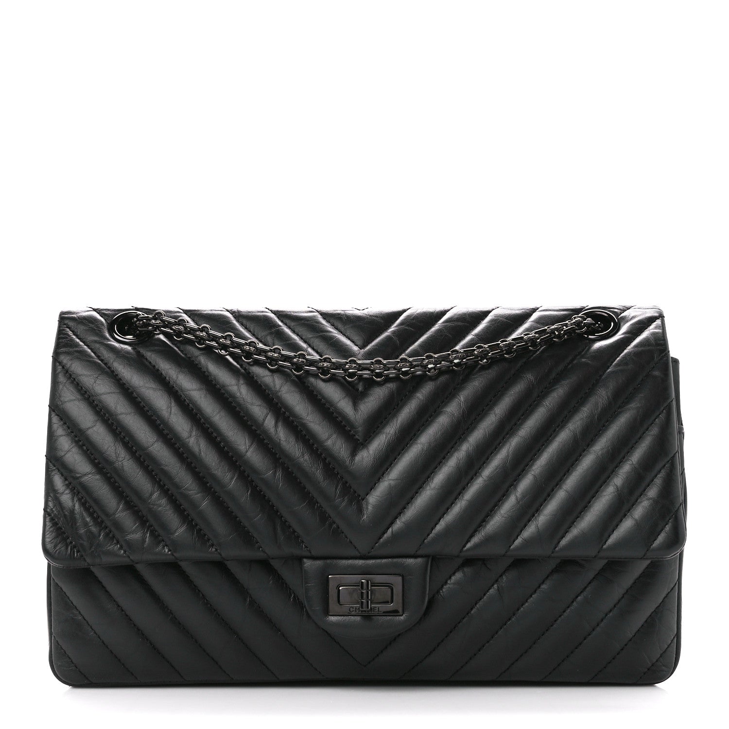 Chanel Aged Calfskin Chevron Quilted 2.55 Reissue 226 So Black 1 of 11