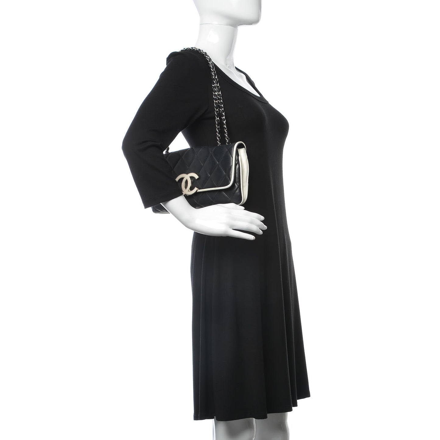 Lambskin Two Tone Flap Black White