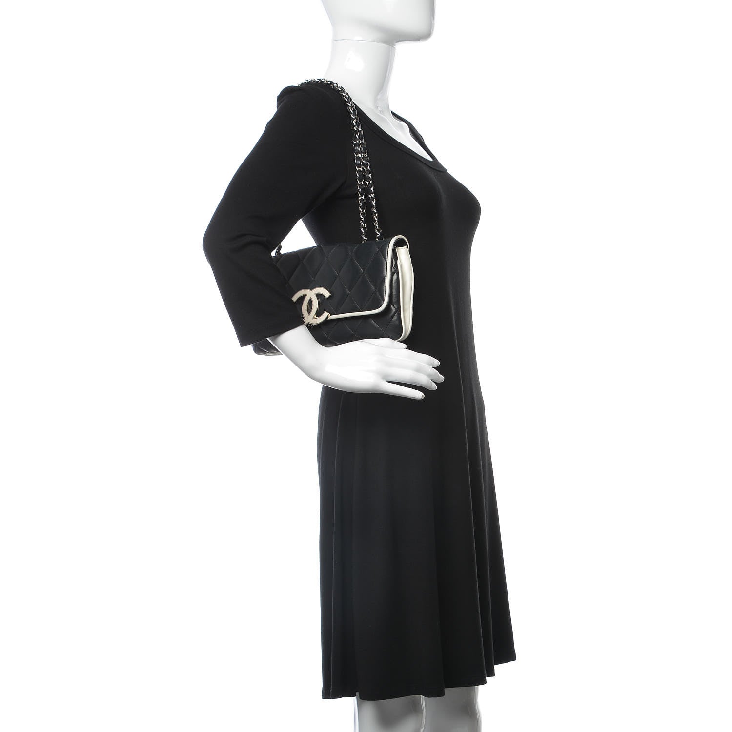 Chanel Lambskin Two Tone Flap Black White 2 of 19