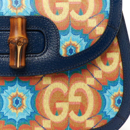 Gucci Calfskin Kaleidoscope Medium Bamboo 1947 Top Handle Bag Blue Orange Multicolor Blue Agata 8 of 10