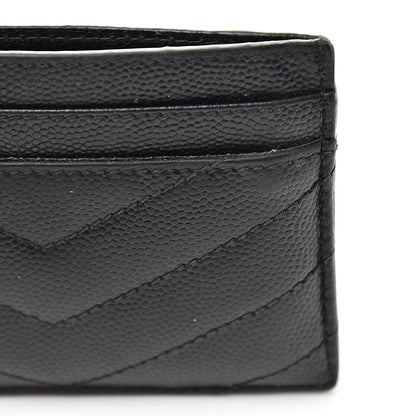 Saint Laurent Grain De Poudre Matelasse Chevron Monogram Credit Card Case Black 9 of 15