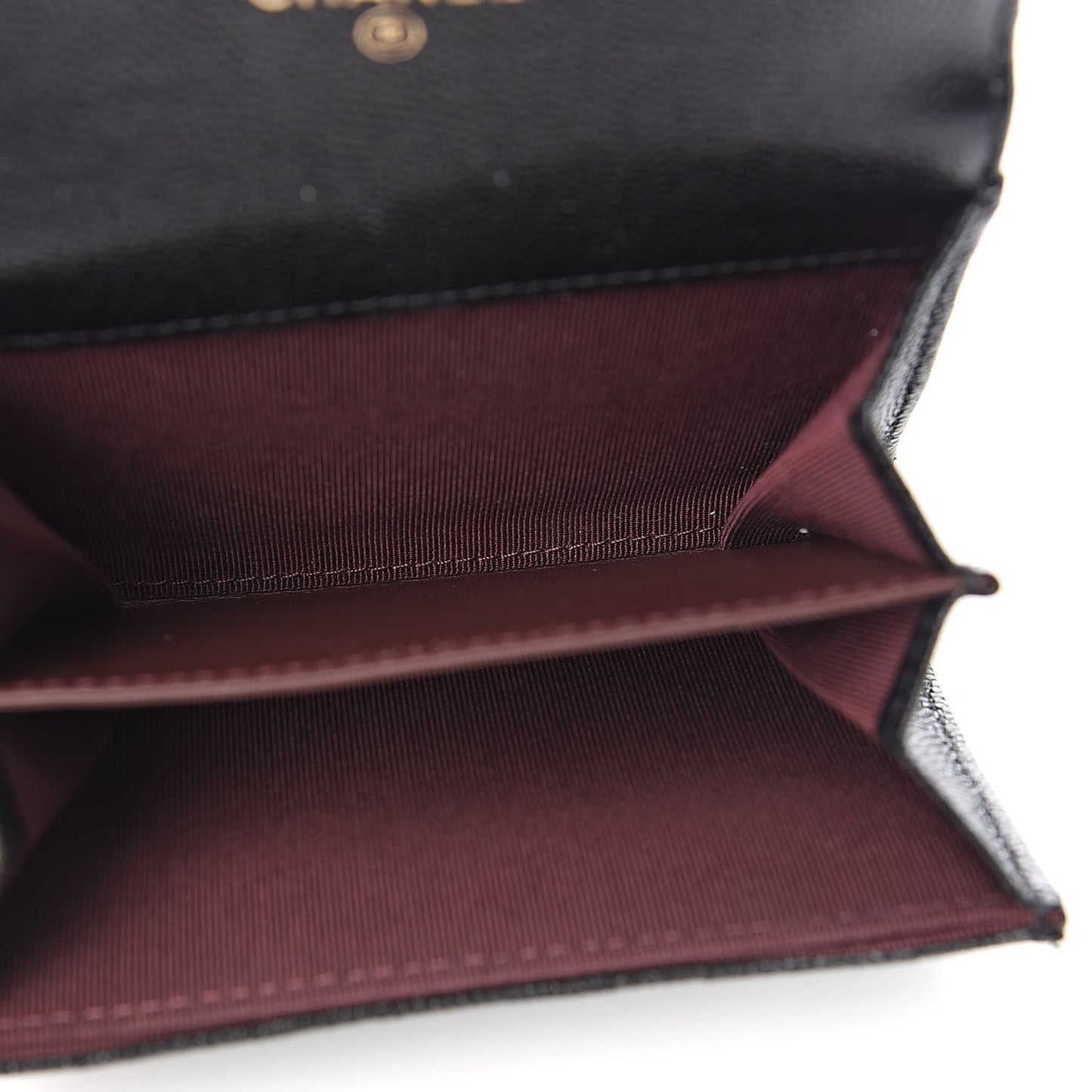 Caviar Quilted Flap Card Holder Wallet Black