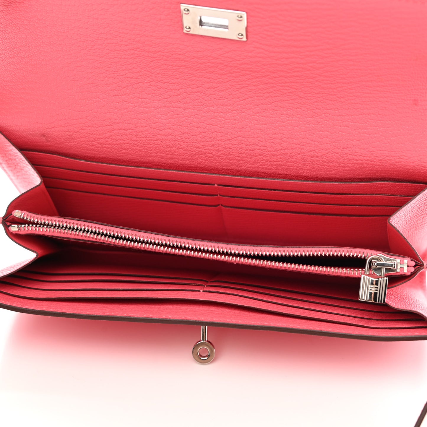 Chevre Mysore Kelly Longue Wallet Rose Lipstick