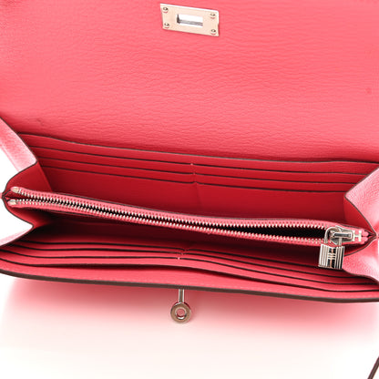 Hermes Chevre Mysore Kelly Longue Wallet Rose Lipstick 5 of 12