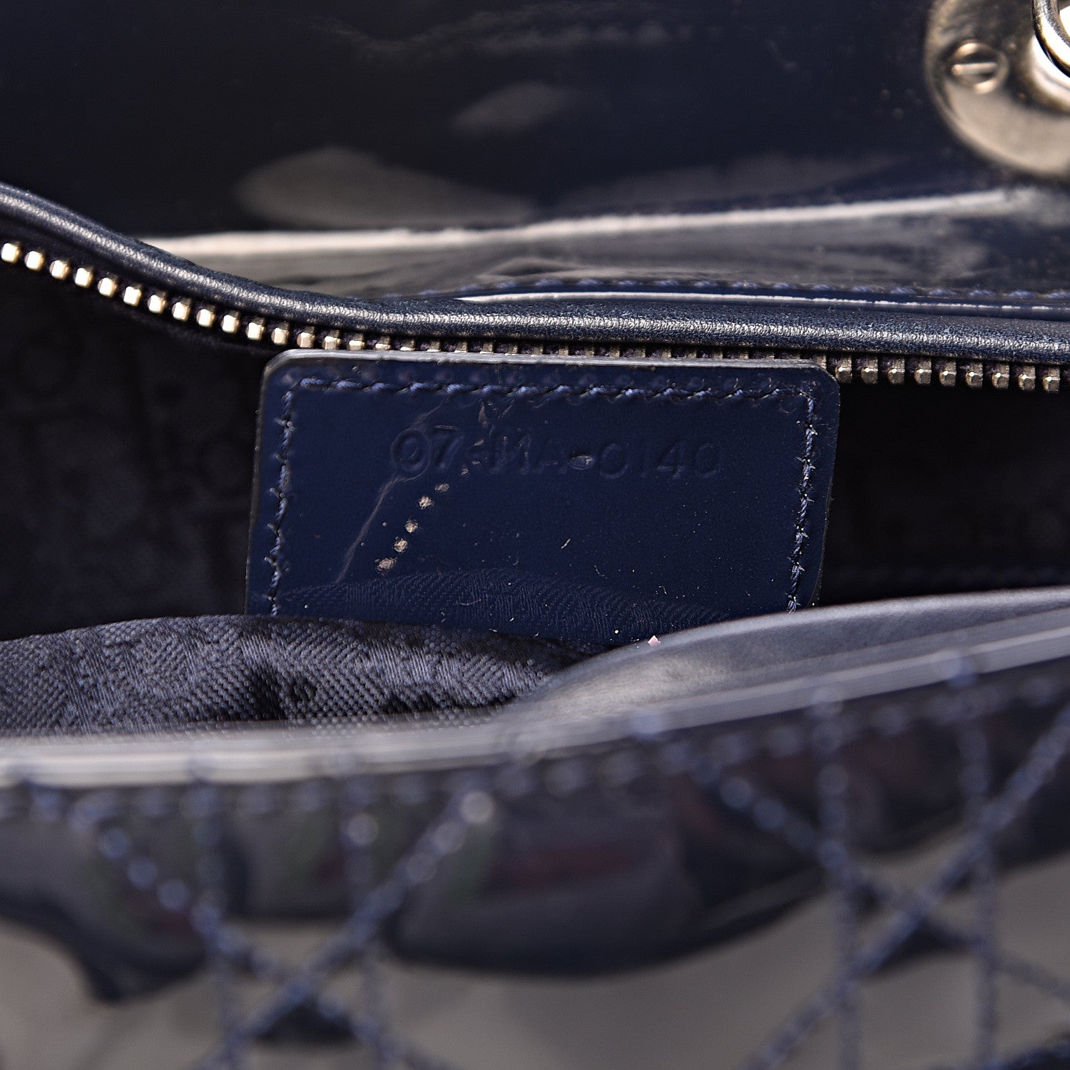 Christian Dior Patent Cannage Large Lady Dior Navy Blue 7 of 11