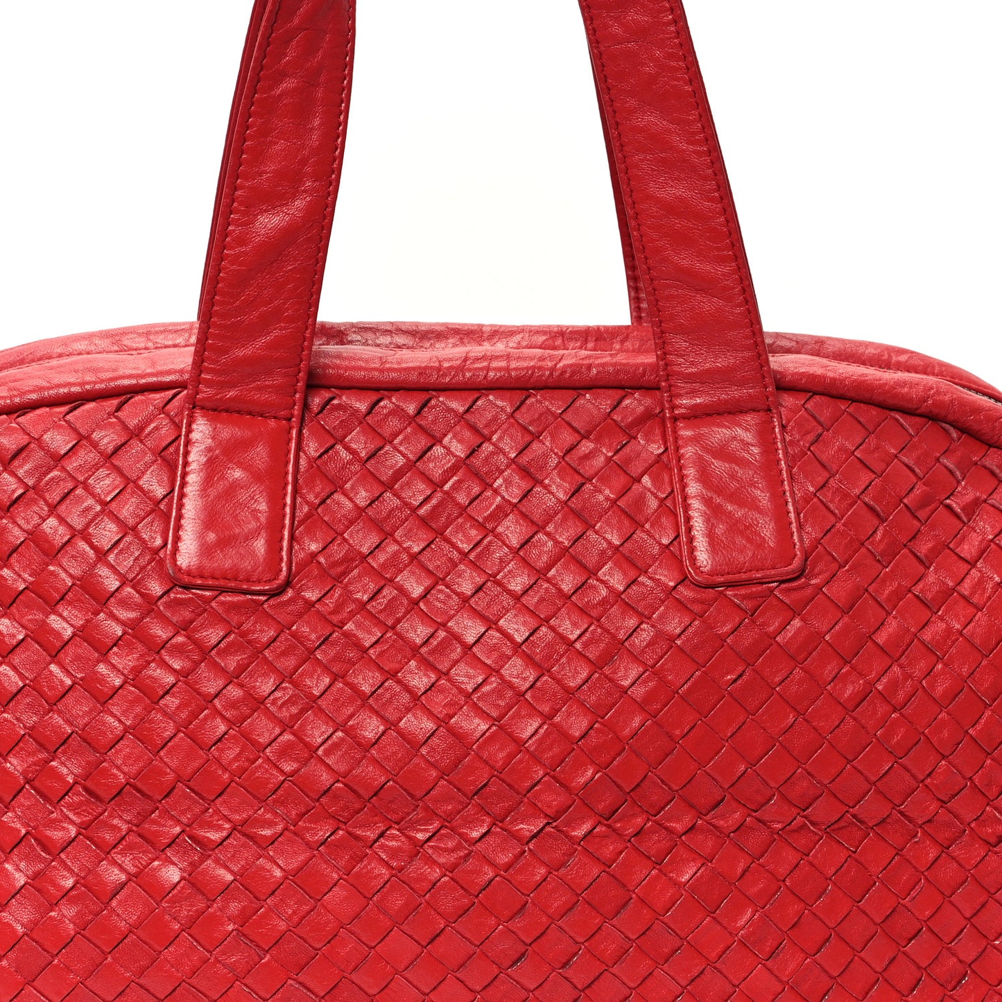 Nappa Intrecciato Boston Bag Carmine