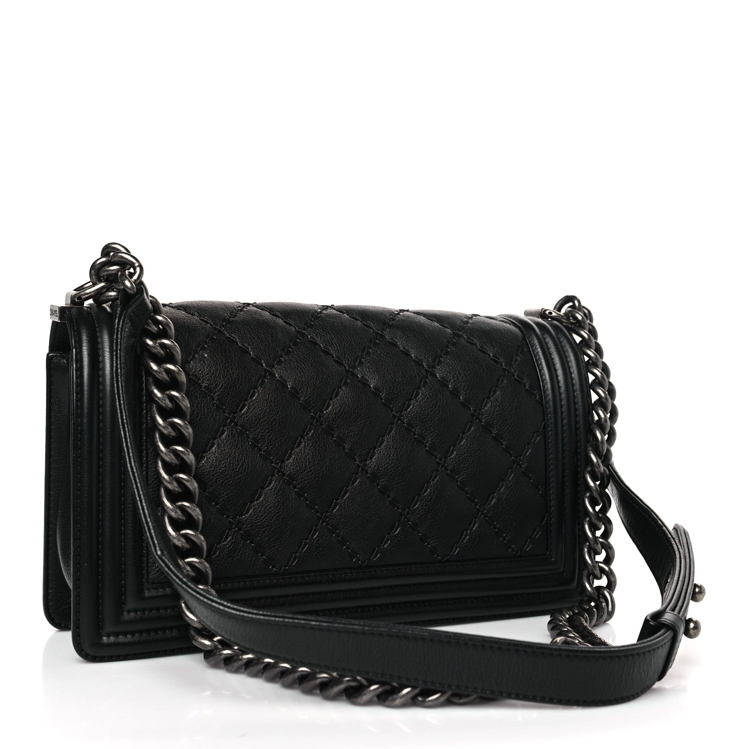 Chanel Calfskin Double Stitch Medium Boy Flap Black 3 of 9
