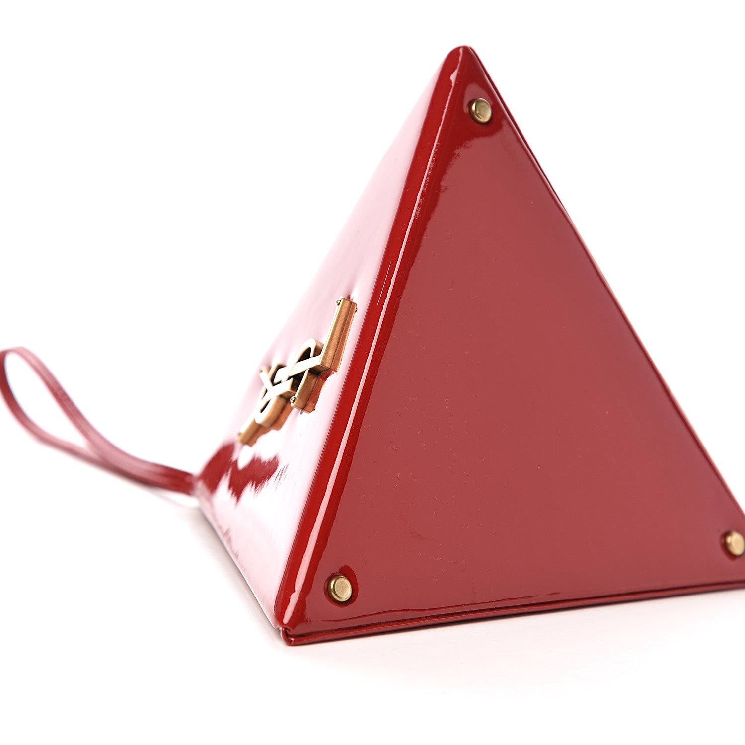 Saint Laurent Patent Pyramid Clutch Rouge 7 of 9