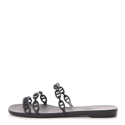 Hermes Rubber Chaine d'Ancre Rivage Sandals 39 Black 1 of 8