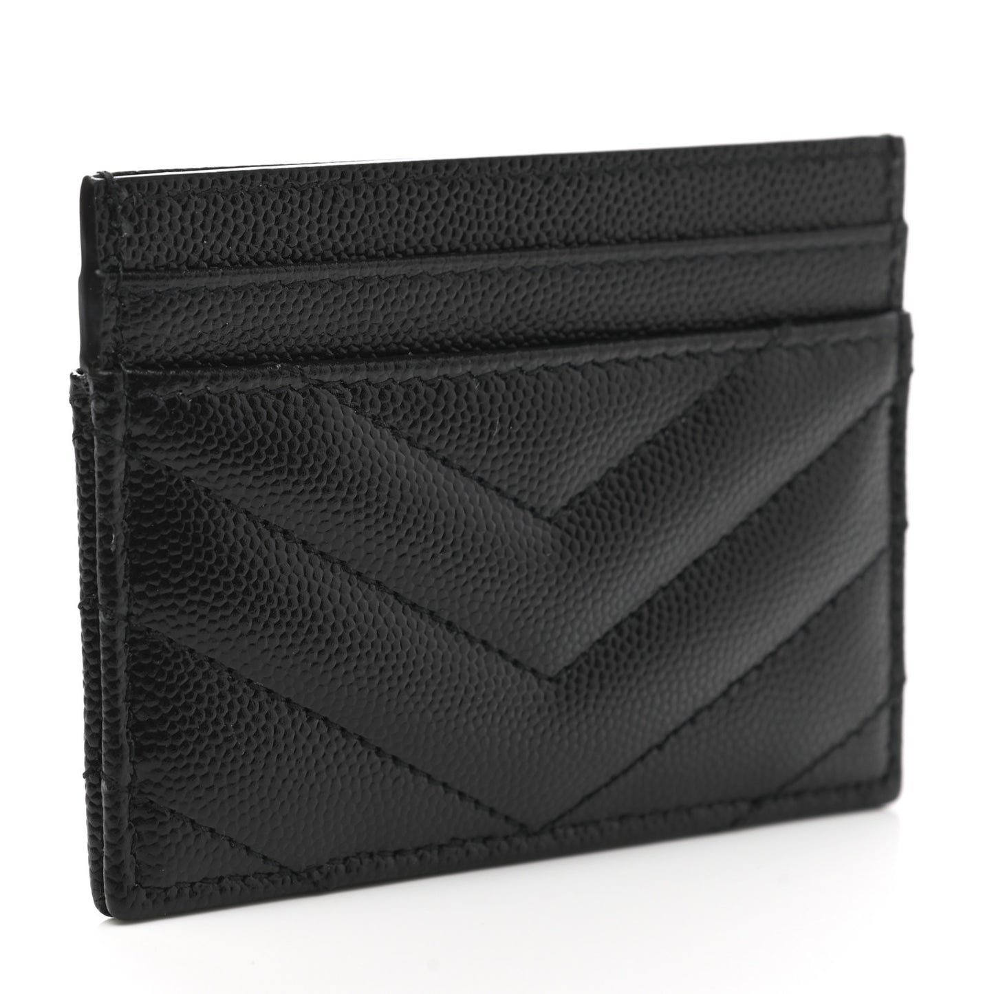 Grain De Poudre Matelasse Chevron Monogram Credit Card Case Black