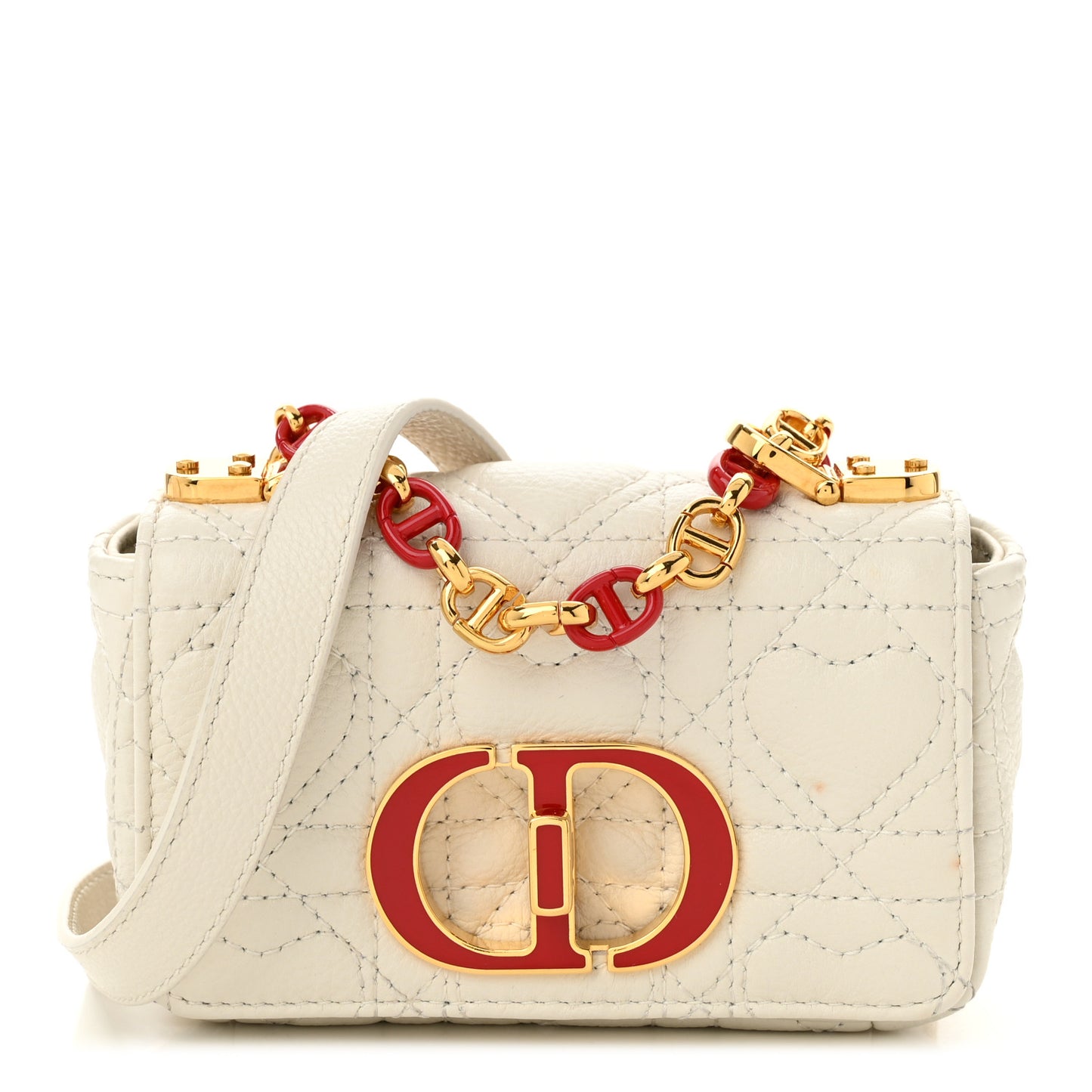 Supple Calfskin Cannage Dioramour Micro Caro Bag Latte