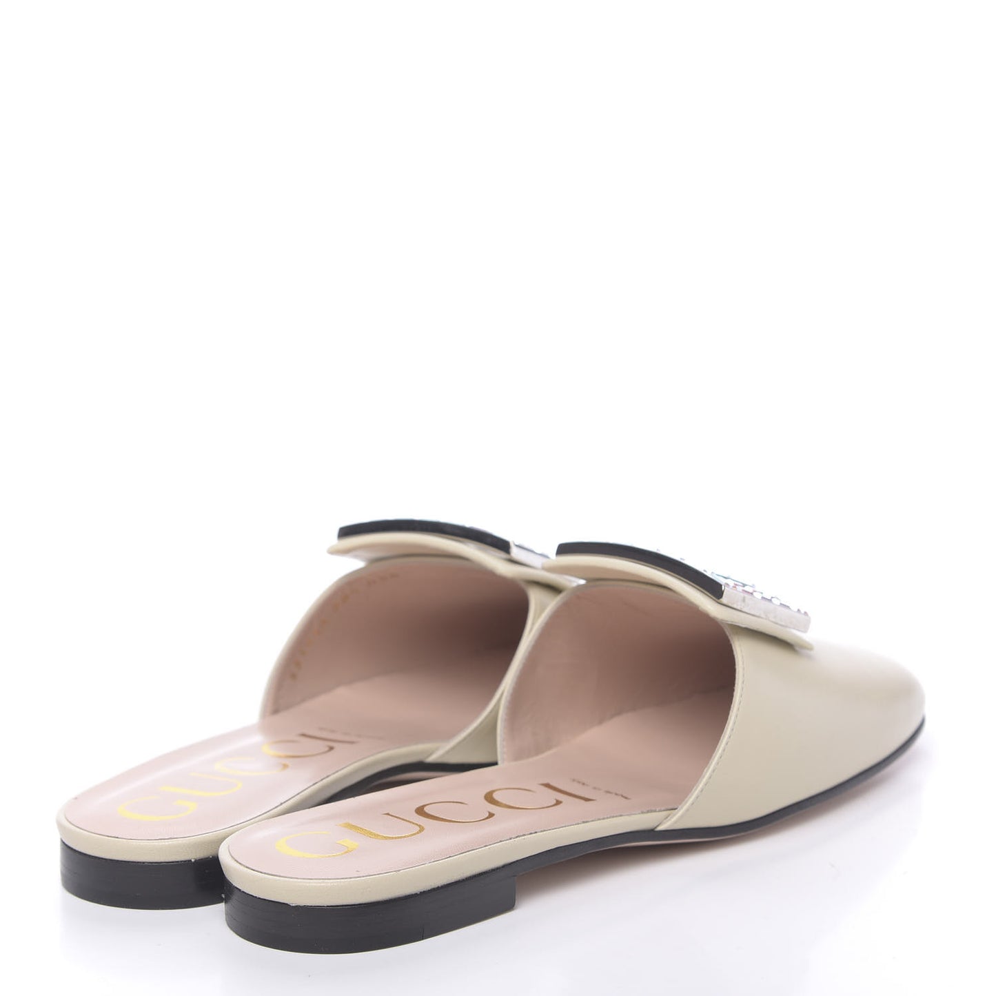 Malaga Kid Crystal Square G Madelyn Slippers 38.5 Vintage White