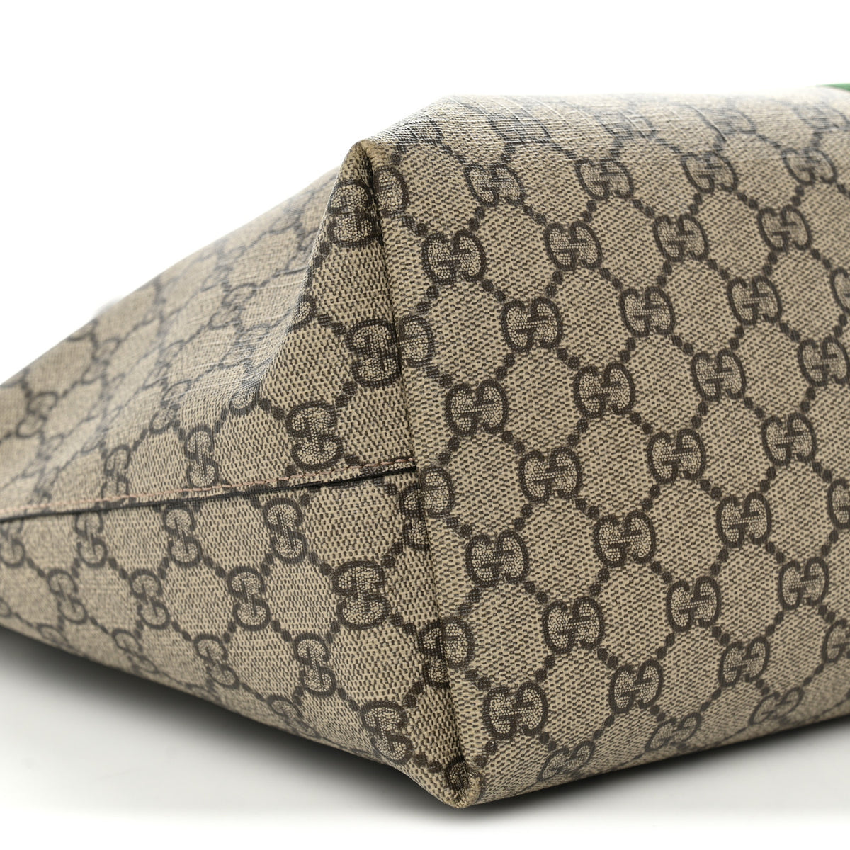 GG Supreme Monogram Textured Calfskin Web Medium Ophidia Shopping Tote Beige Ebony New Acero