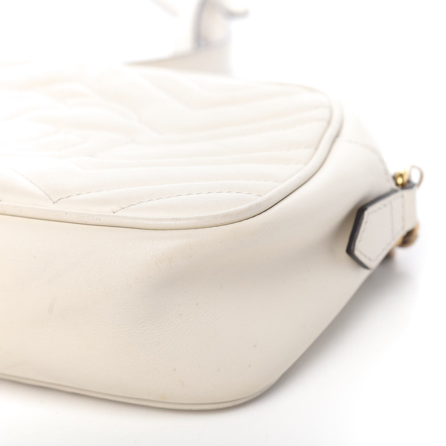 Calfskin Matelasse Small GG Marmont Chain Shoulder Bag White