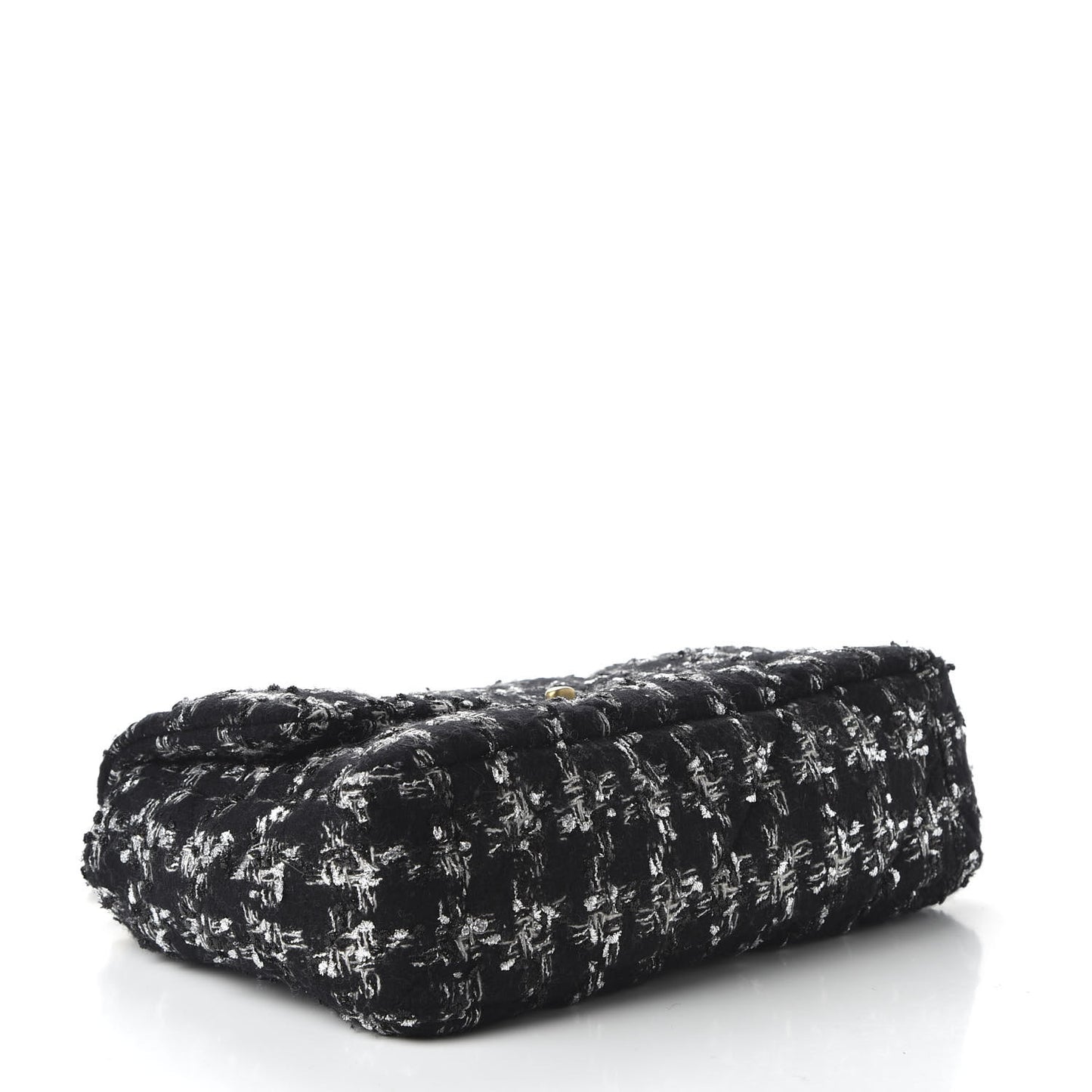 Tweed Quilted Large 19 Flap Black Ecru White