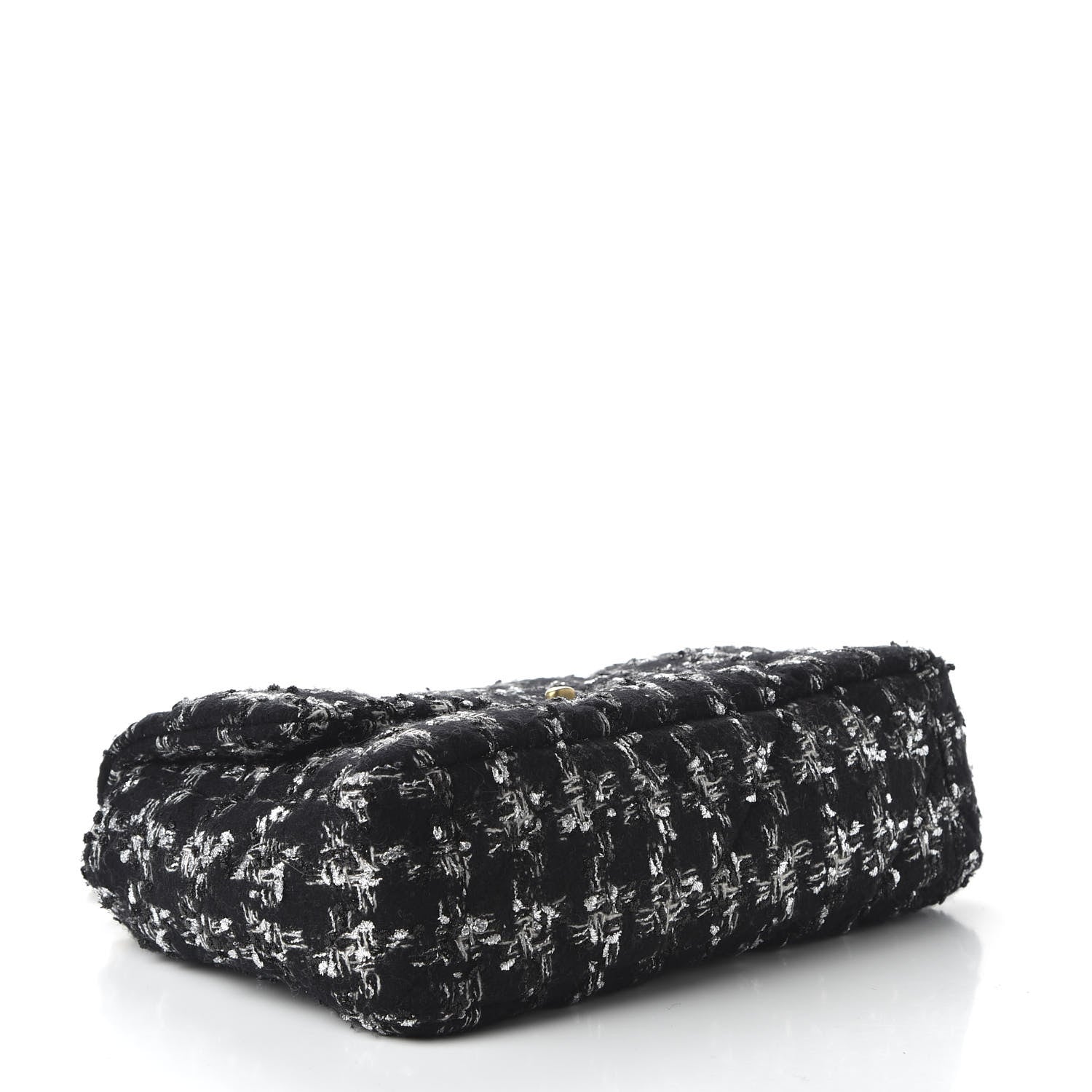 Chanel Tweed Quilted Large 19 Flap Black Ecru White 4 of 10
