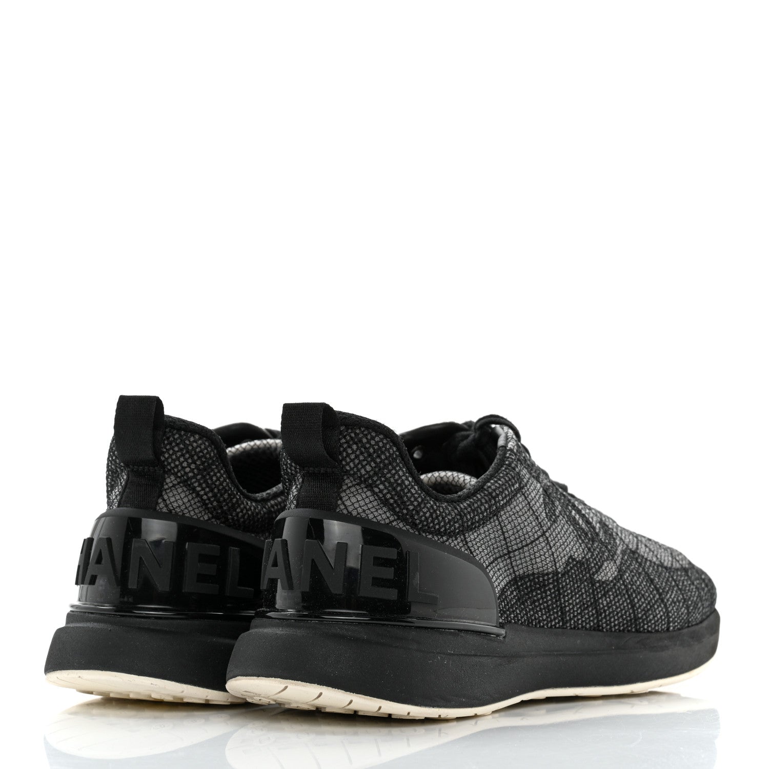 Chanel Mesh Embroidered CC Sneakers 38 Black 4 of 10