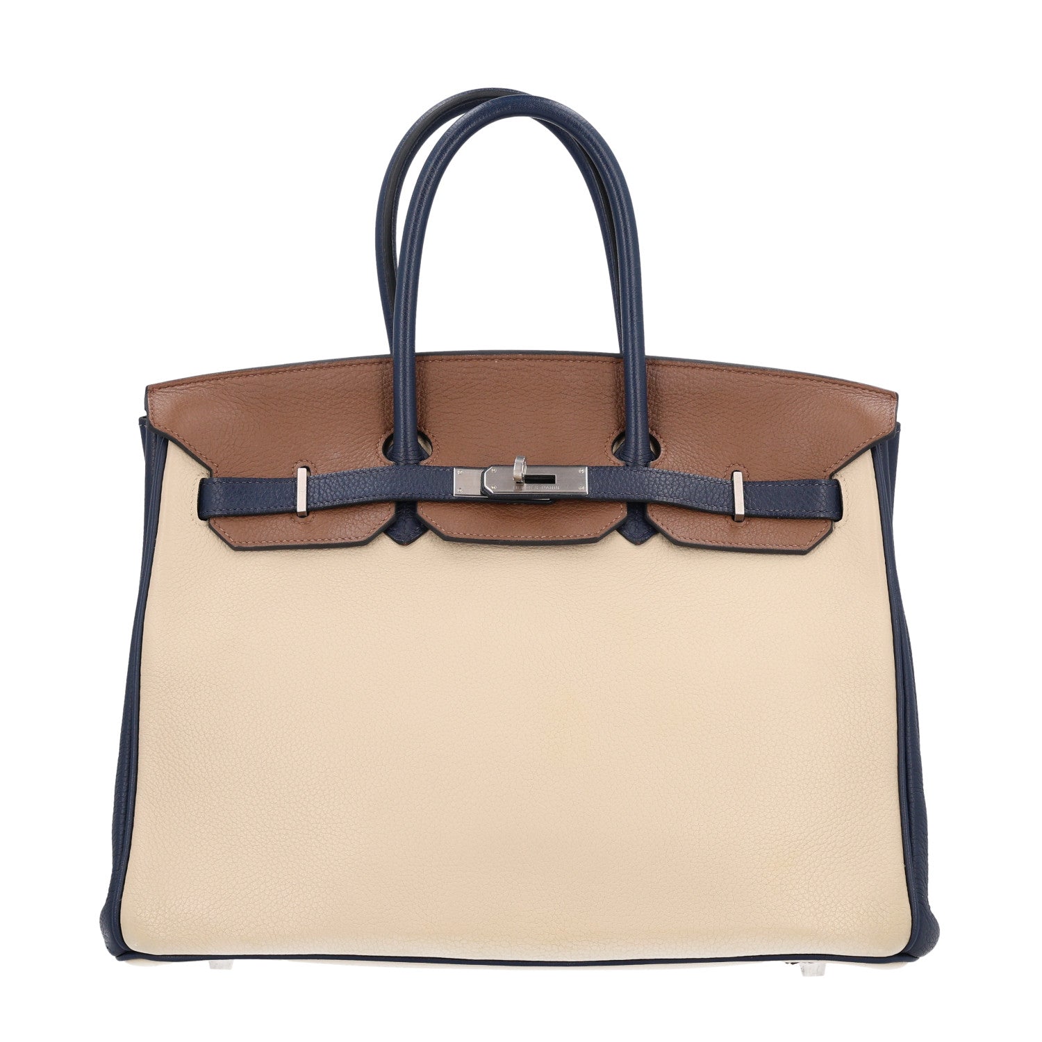 Hermes Taurillon Clemence Horseshoe Birkin 35 Bleu Abysse Parchemin Alezan Colvert 1 of 10