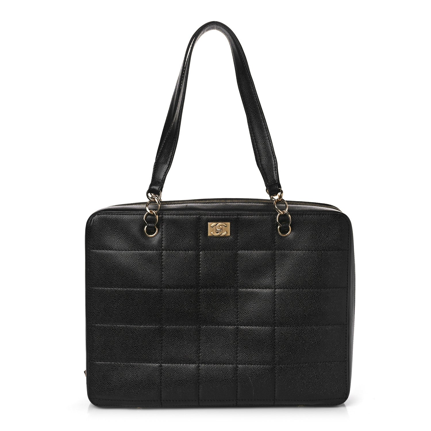 Chanel Caviar Chocolate Bar Quilted Laptop Briefcase Bag Black 1 of 7