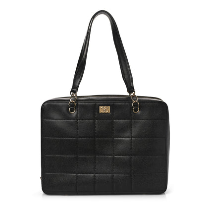 Chanel Caviar Chocolate Bar Quilted Laptop Briefcase Bag Black 1 of 7