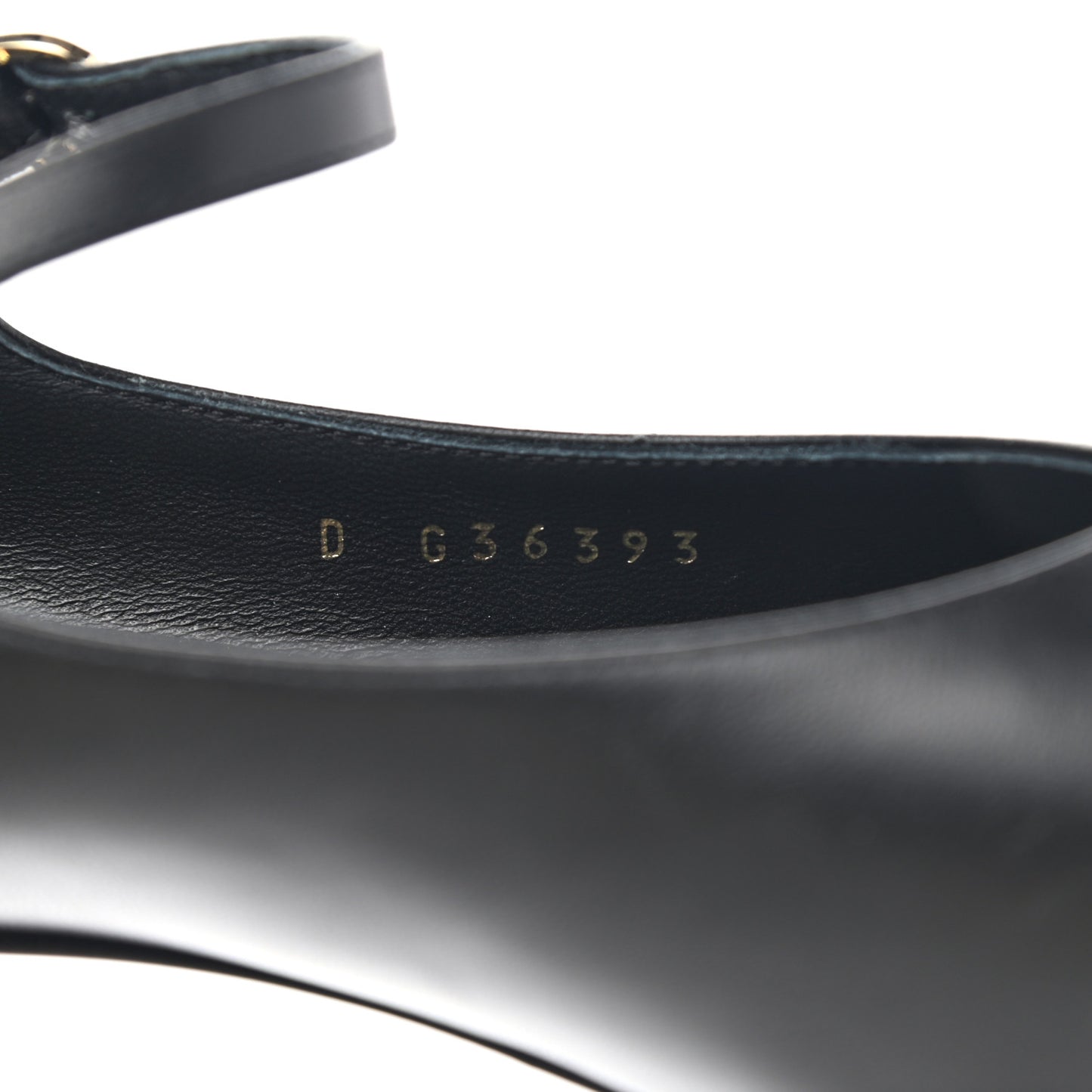 Patent Lambskin Cap Toe Mary Jane Mid Heel Strap Pumps 36 Black