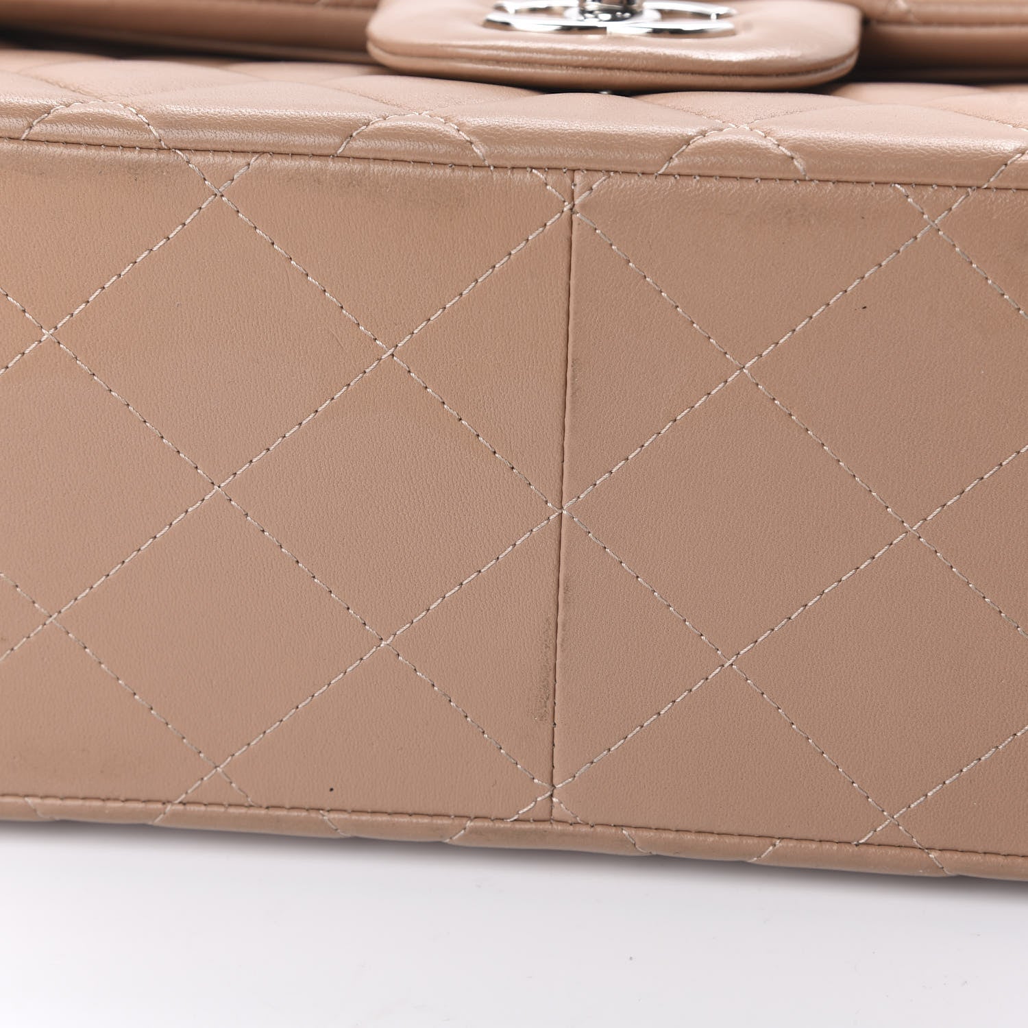 Chanel Lambskin Quilted Jumbo Double Flap Dark Beige 12 of 14