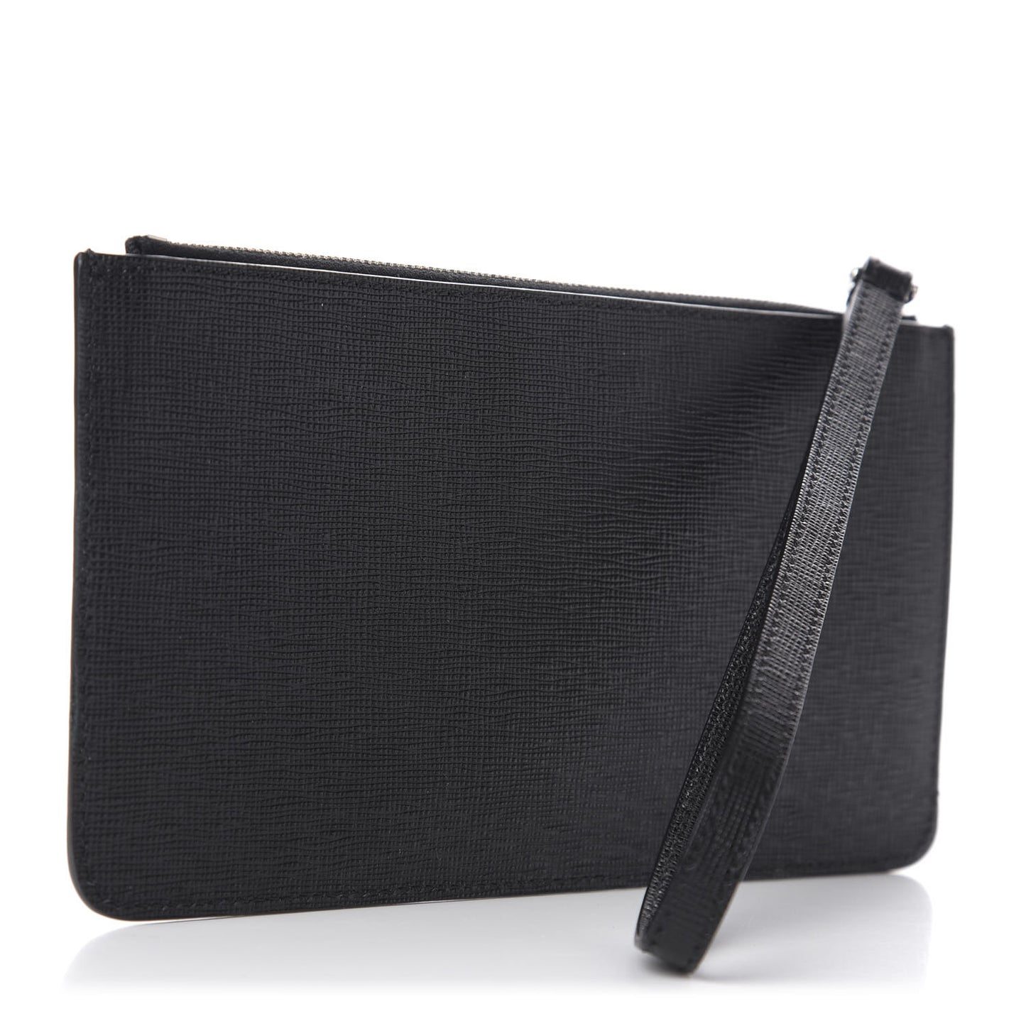 Vitello Elite Mink Fur Studded Karlito Zip Pouch Black