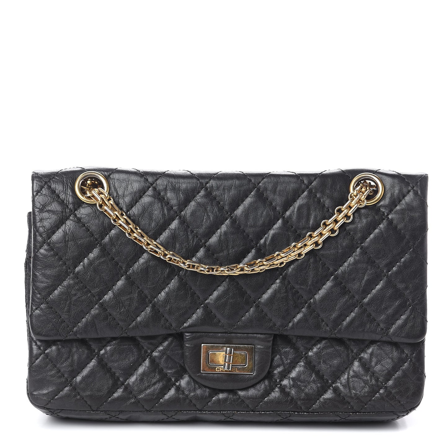 Aged Calfskin Quilted 2.55 Reissue 225 Flap Black