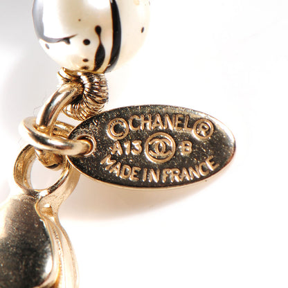 Chanel Painted Pearl CC Short Necklace Black Gold 3 of 5