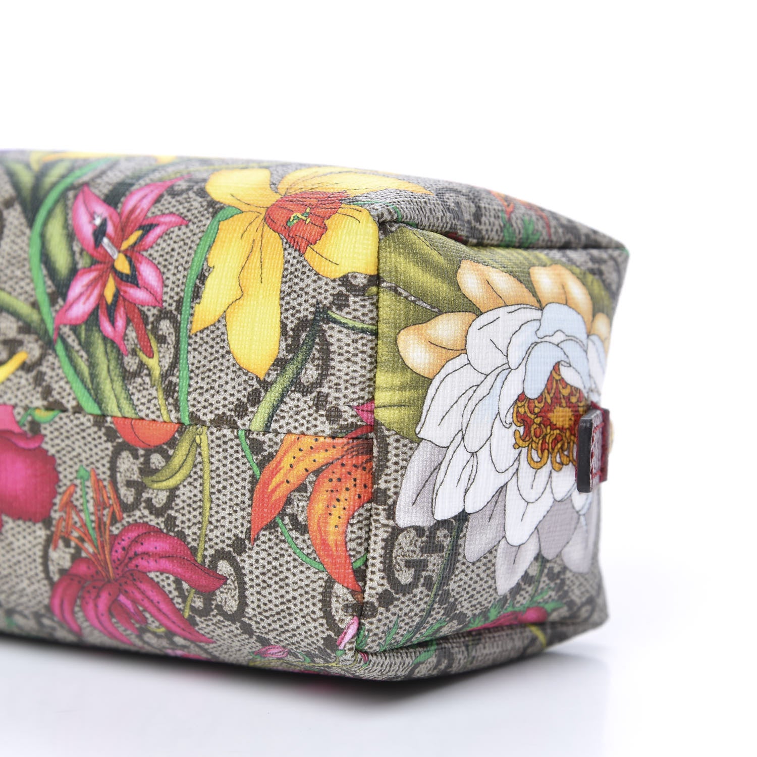 Gucci Soft GG Supreme Monogram Flora Calfskin Small Ophidia Cosmetic Case Beige Ebony Multicolor Rosso 9 of 9