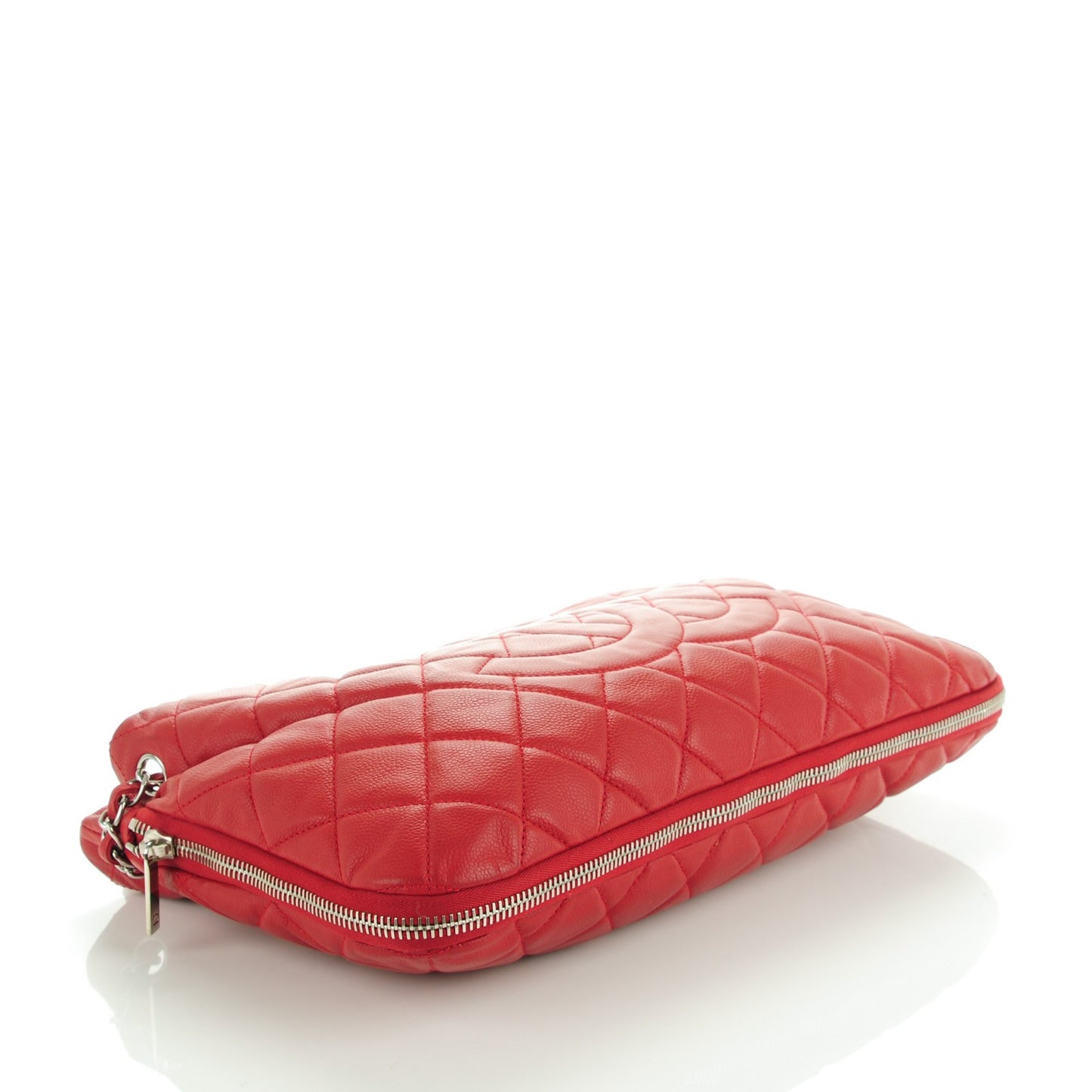 Caviar Quilted Expandable Zip Shoulder Bag Red