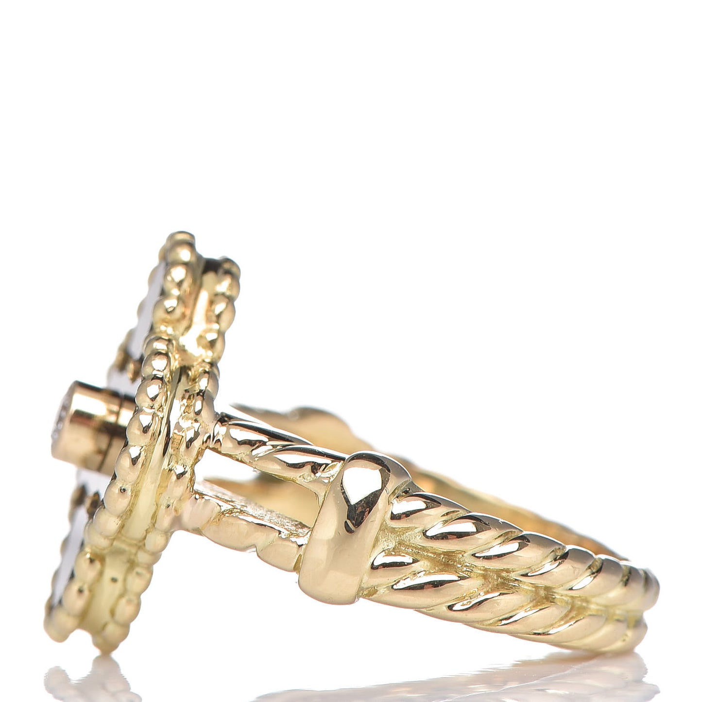18K Yellow Gold Black Onyx Diamond Vintage Alhambra Ring 47 4
