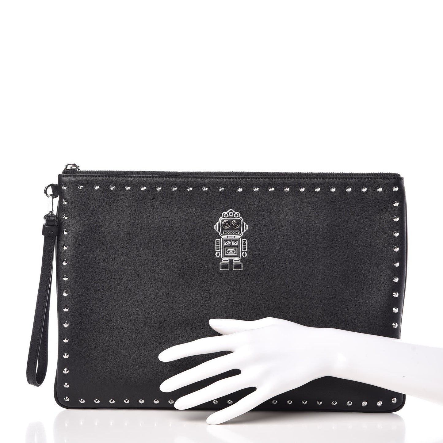 Nappa Large Roboter Wristlet Pouch Black