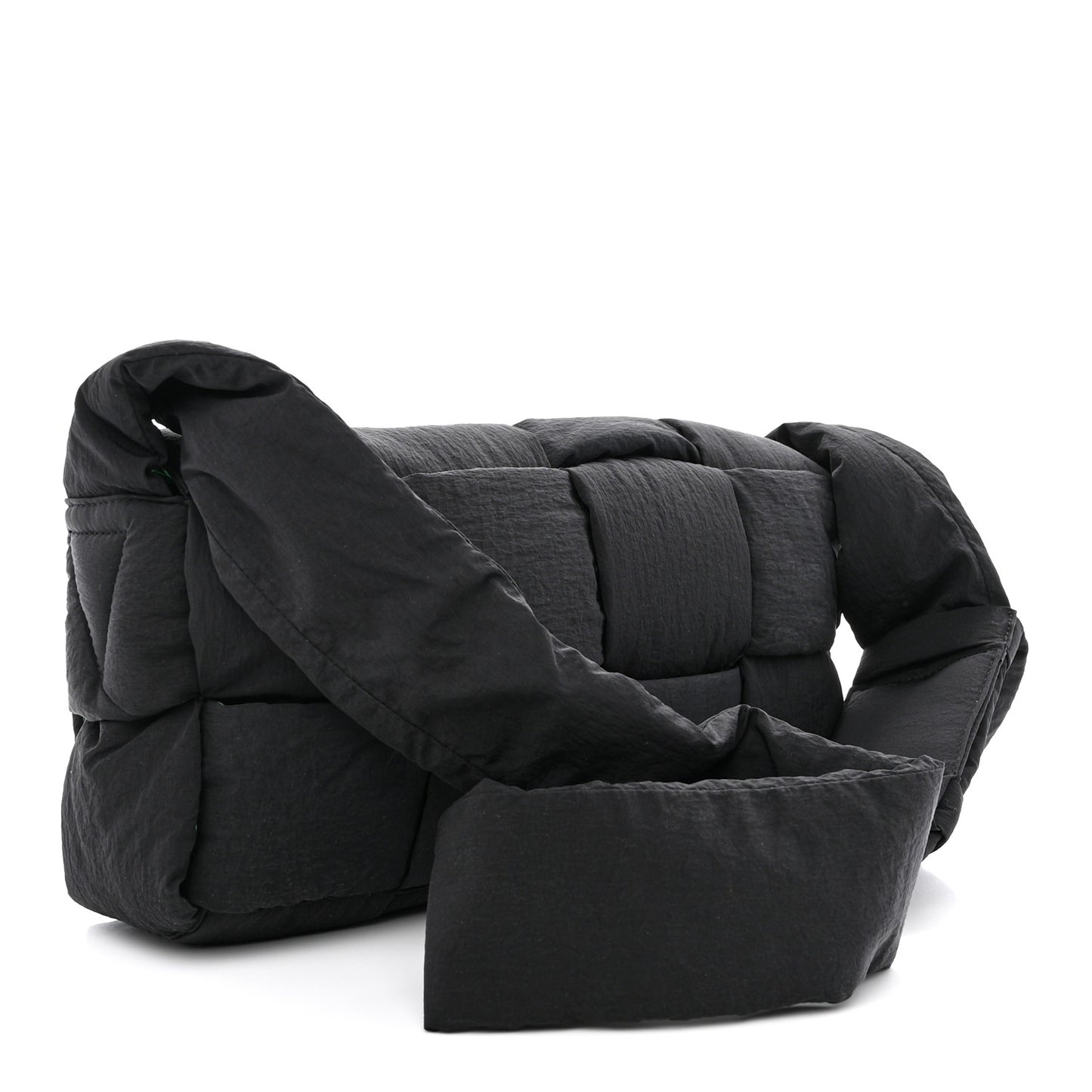 Nylon Intrecciato Padded Tech Cassette Bag Black Green