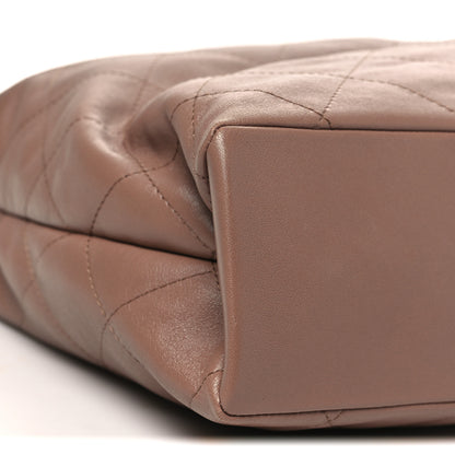 Chanel Shiny Lambskin Quilted Maxi Hobo Brown 9 of 10