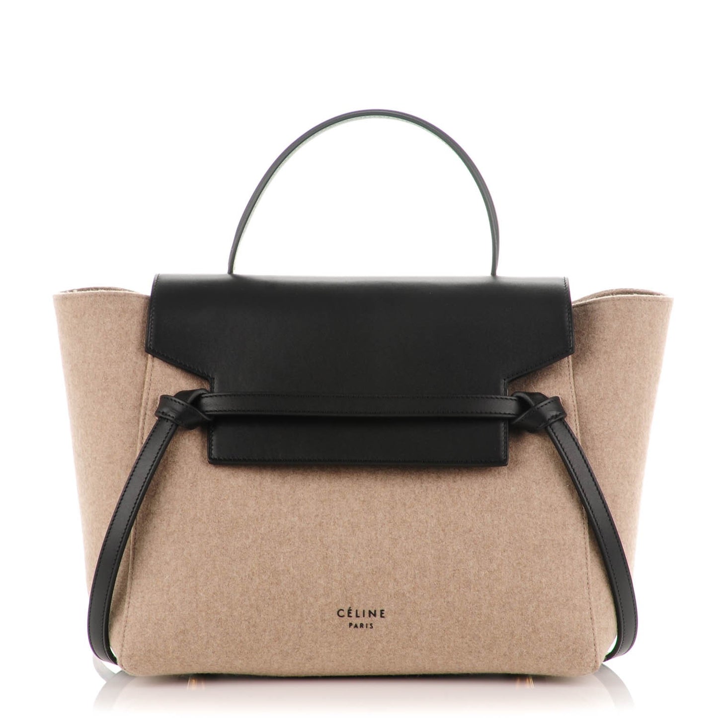 Felt Smooth Calfskin Mini Belt Bag Beige