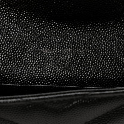Saint Laurent Grain De Poudre Matelasse Chevron Small Monochrome Monogram Envelope Wallet Black Black 6 of 10