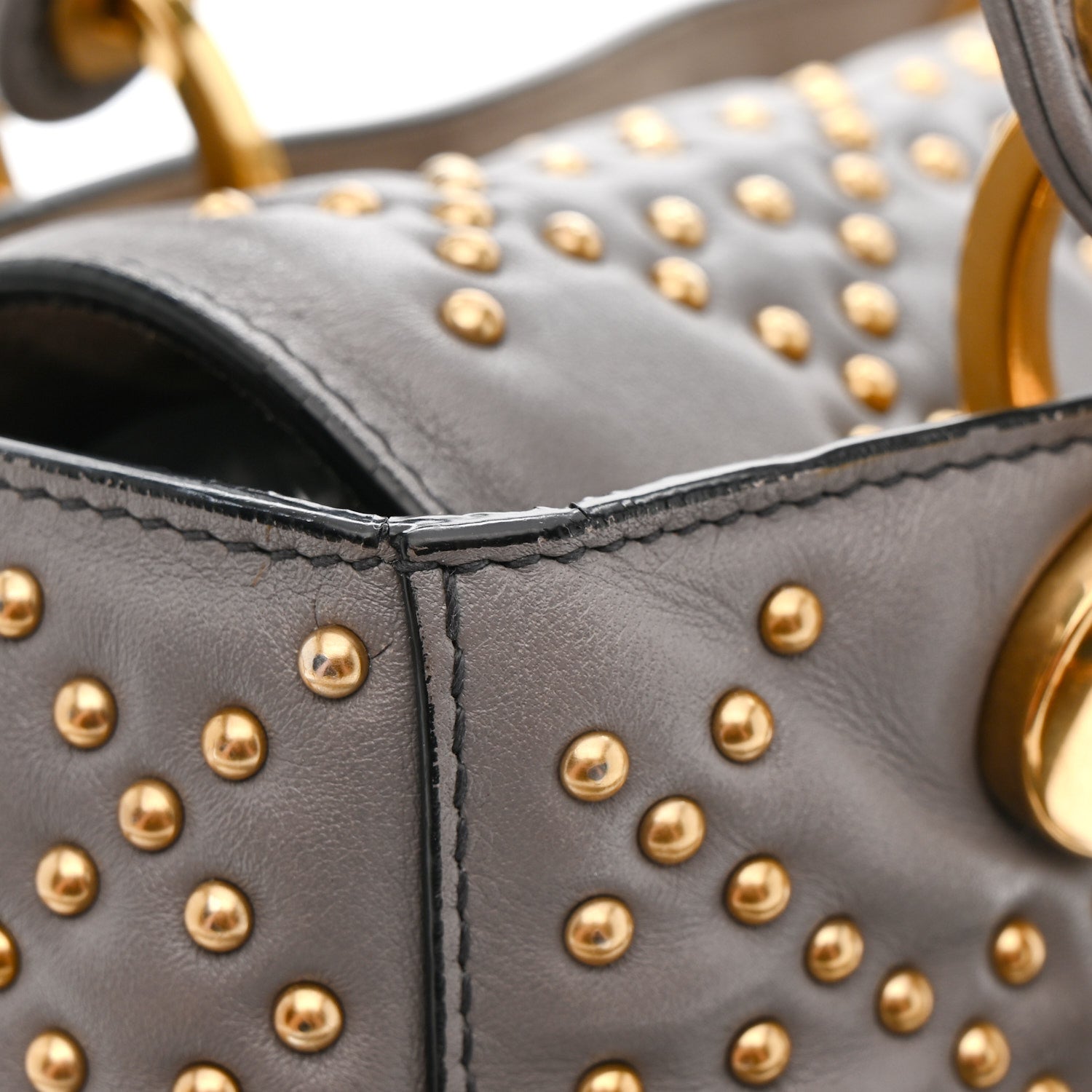 Christian Dior Calfskin Cannage Studded Medium Supple Lady Dior Grey 13 of 14