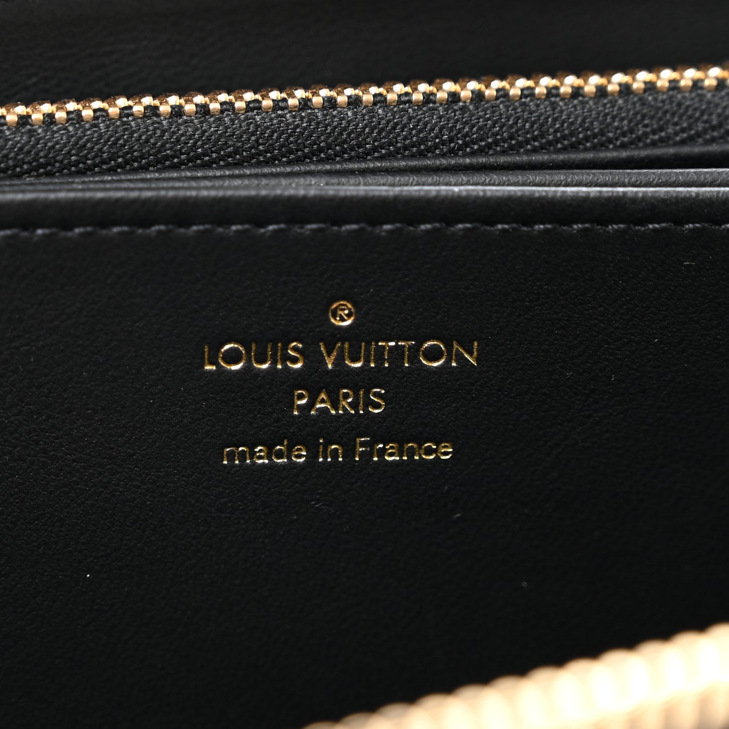 Lambskin Embossed Monogram Coussin Zippy Wallet Black